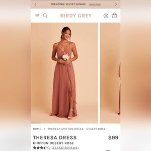 Medium Birdey Grey Desert Rose Bridesmaid Dress